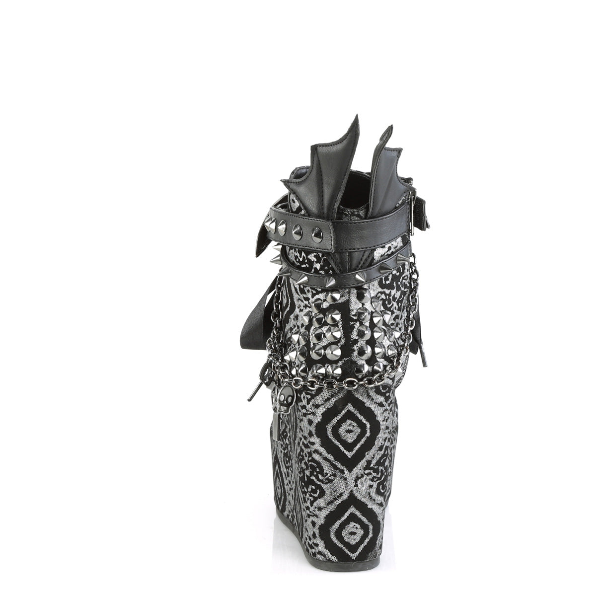 DemoniaCult Bottines POISON-107 Blk-silver faux cuir nubuck