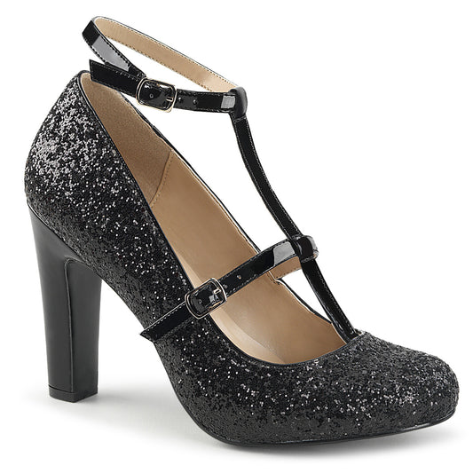 Pleaser Pink Label Pompes pour femmes QUEEN-01 blk gltr-pat