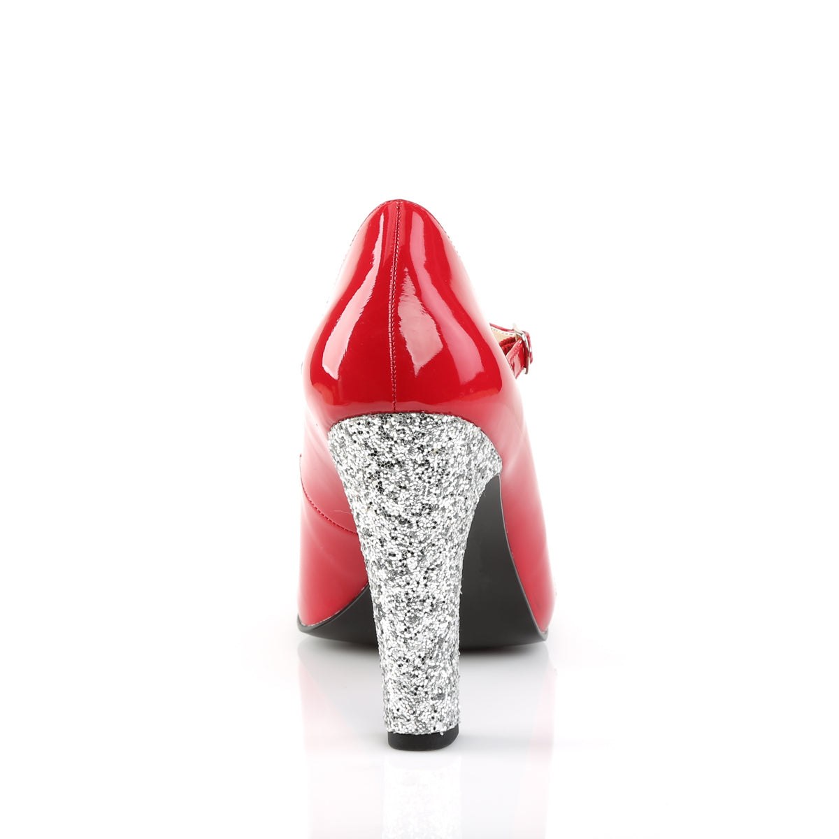 Pleaser Pink Label Womens Pumps QUEEN-02 Red Pat-Slv Glitter