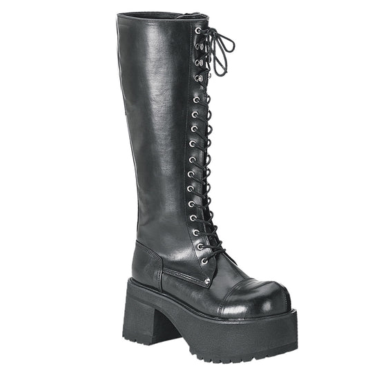 DemoniaCult Bottes pour hommes RANGER-302 Cuir végétalien BLK