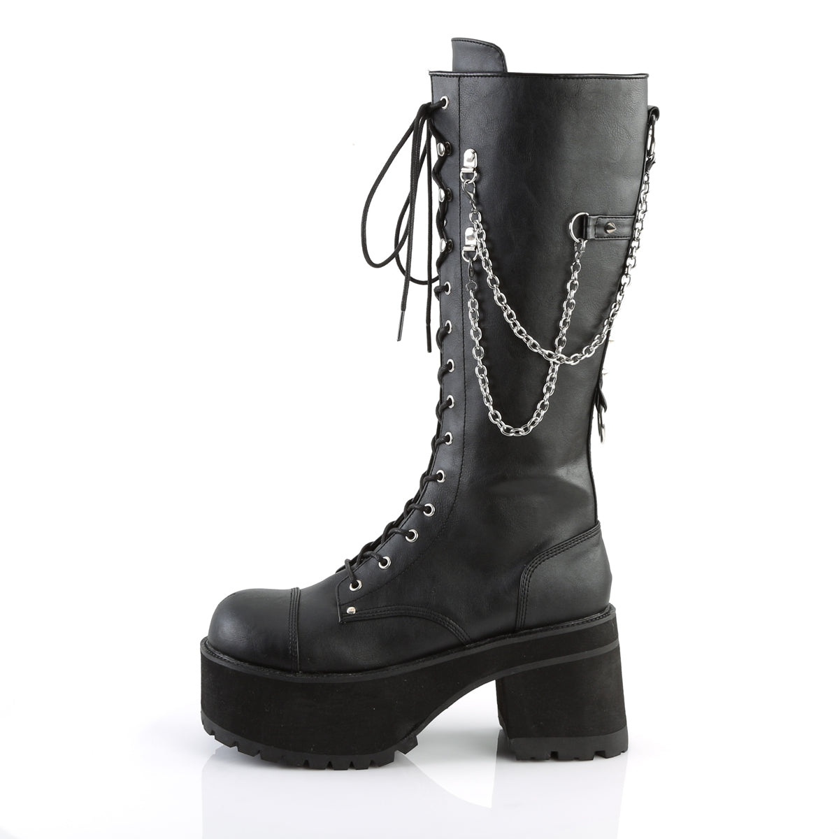 DemoniaCult Bottes pour hommes RANGER-303 Blk Faux Leather