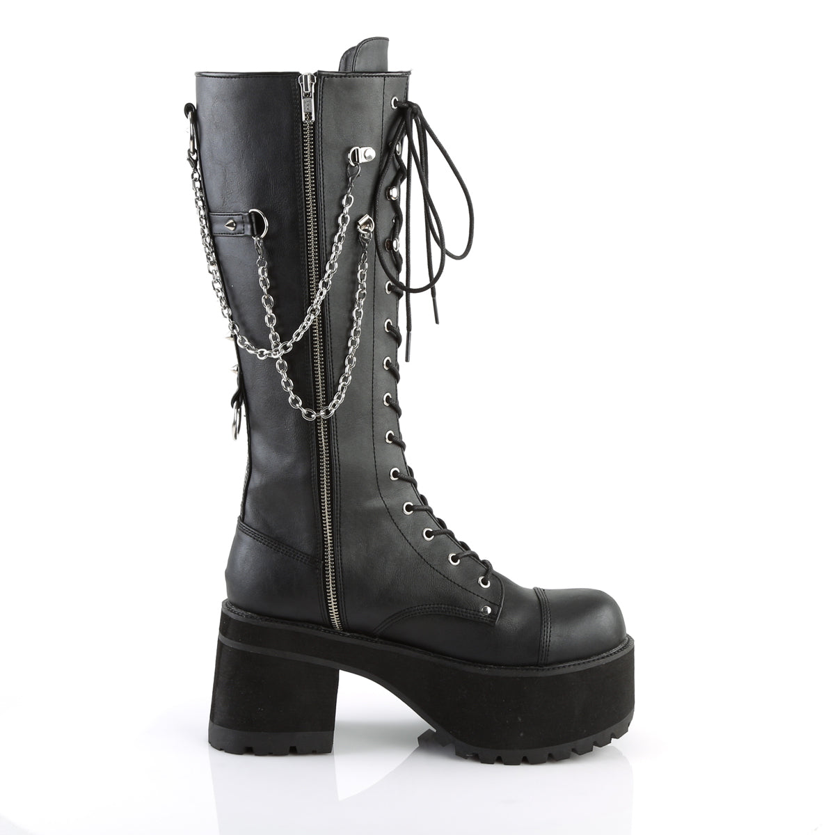 DemoniaCult Bottes pour hommes RANGER-303 Blk Faux Leather