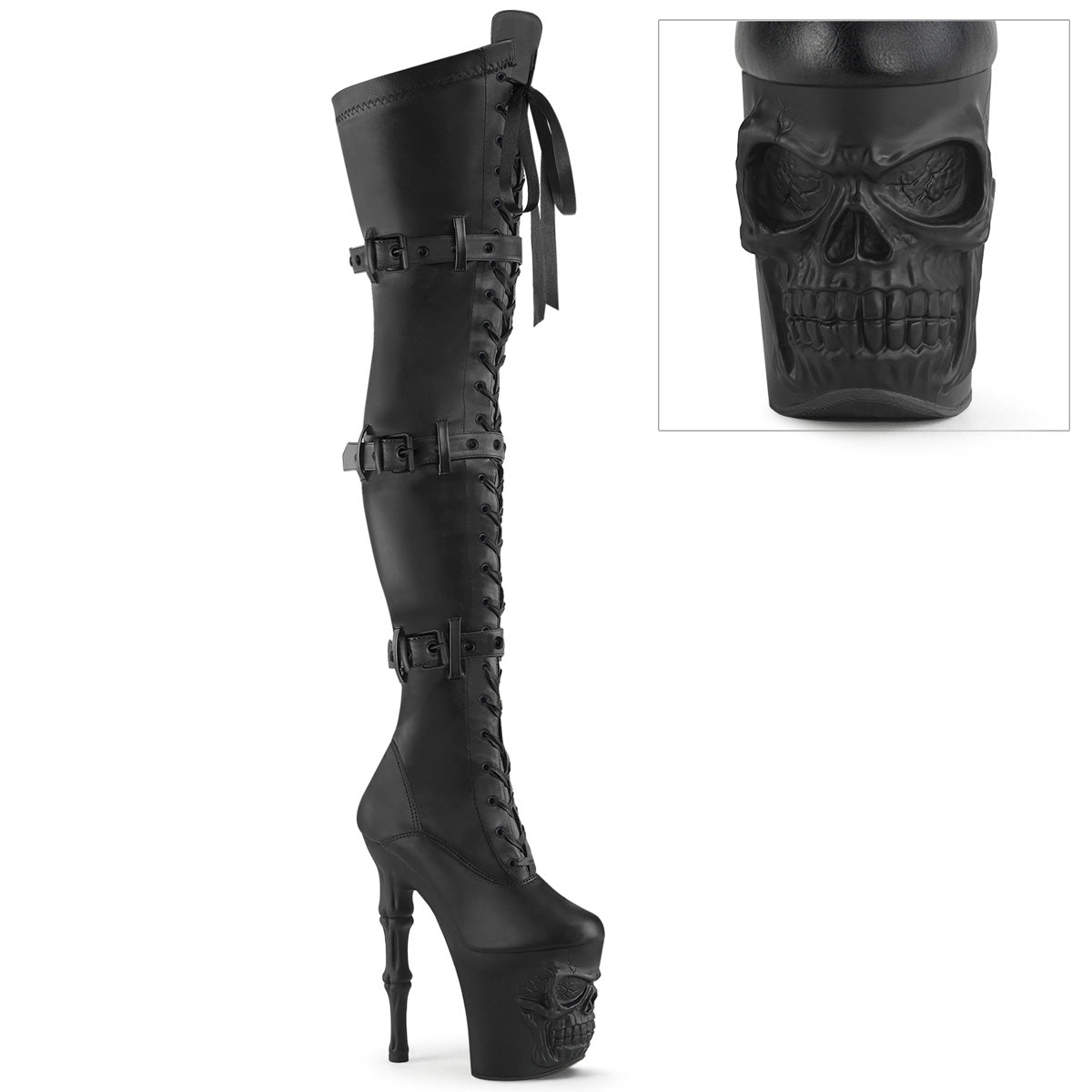 Pleaser Bottes RAPTURE-3028 Blk Str. Faux cuir / blk mat