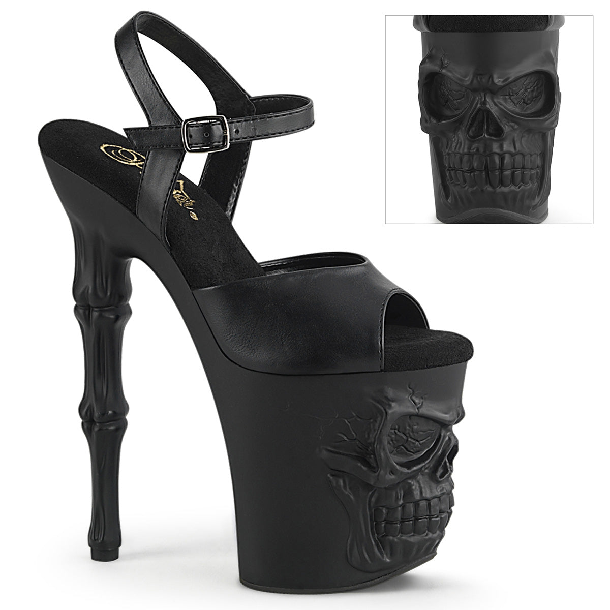 Pleaser Sandals RAPTURE-809 Blk Faux Leather/Blk Matte