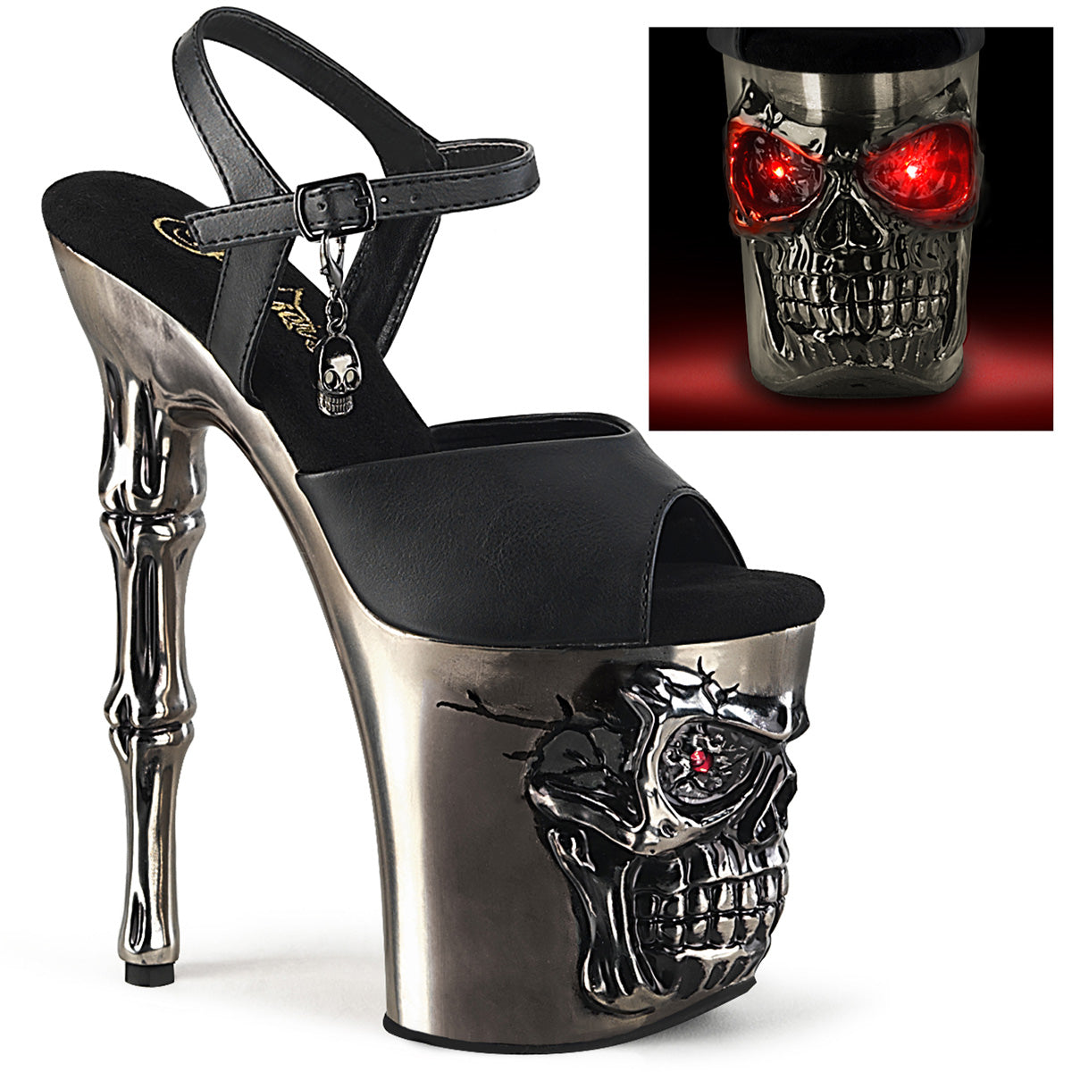 Pleaser Des sandales RAPTURE-809-LT BLK faux cuir / étain de satin chromé