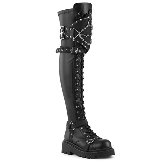 DemoniaCult  Bottes RENEGADE-320 Blk Stretch Vegan Le cuir