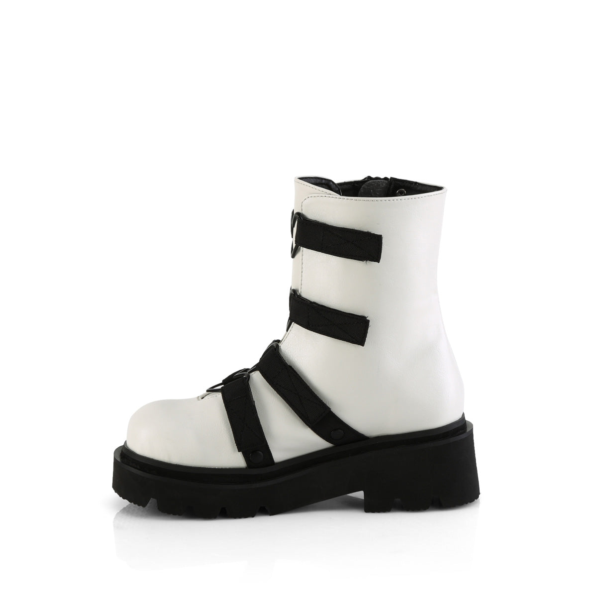 DemoniaCult RENEGADE-50 Wht Vegan Leather-nylon