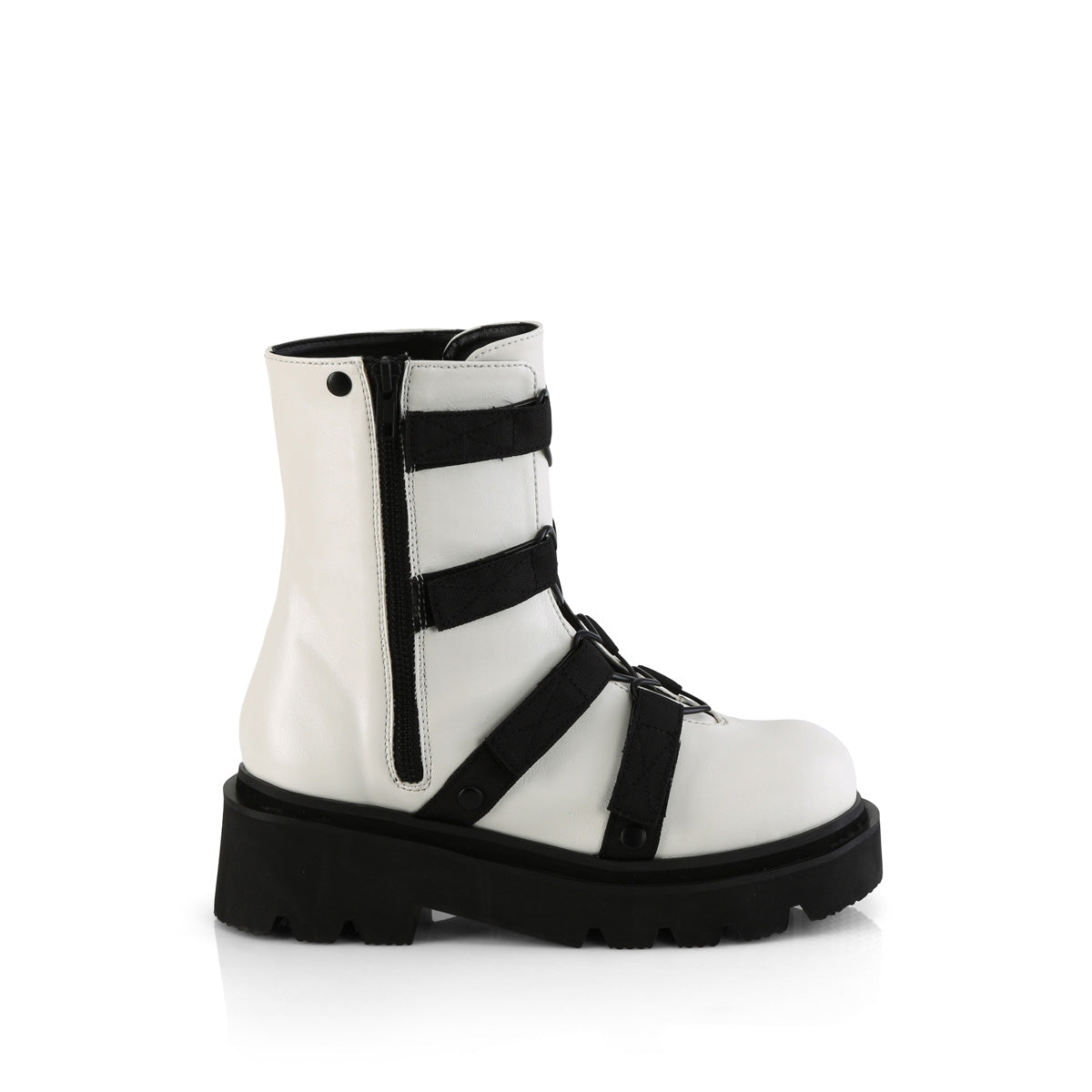 DemoniaCult RENEGADE-50 Wht Vegan Leather-nylon