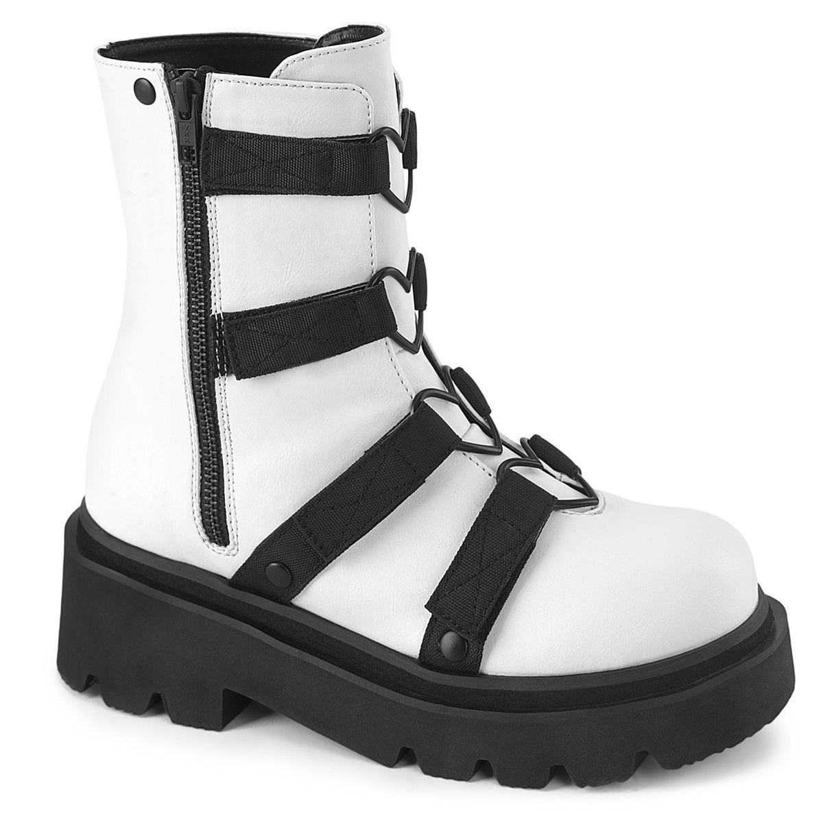 DemoniaCult RENEGADE-50 Wht Vegan Leather-nylon