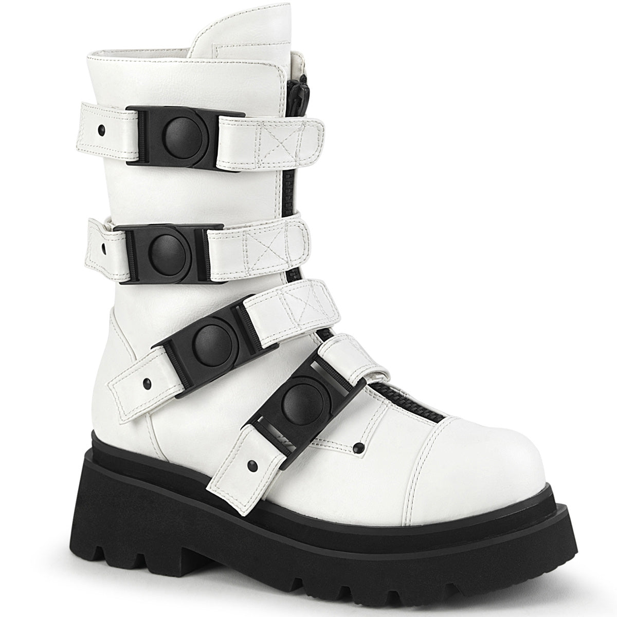 DemoniaCult Bottes RENEGADE-55 Wht Vegan Leather