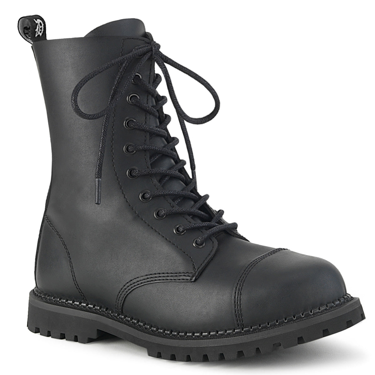 DemoniaCult Bottes pour hommes RIOT-10 cuir végétalien BLK