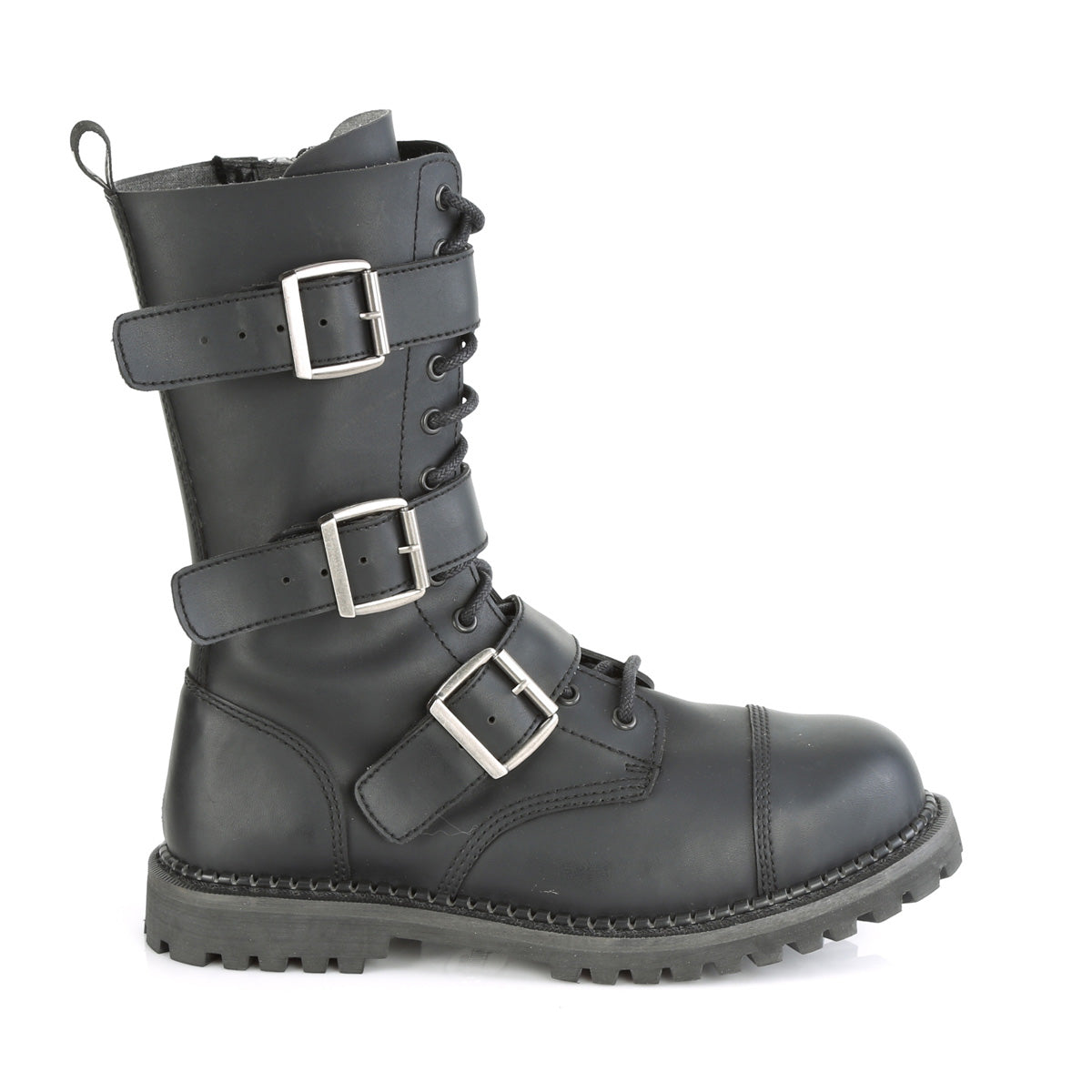 DemoniaCult Bottes pour hommes RIOT-12bk en cuir végétalien BLK