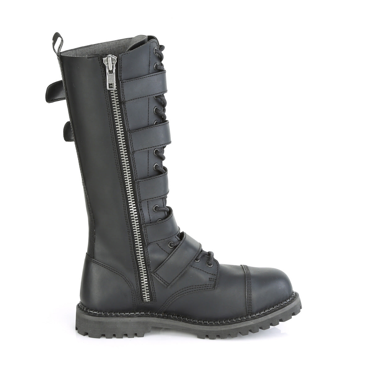 DemoniaCult Bottes pour hommes RIOT-18bk en cuir végétalien BLK
