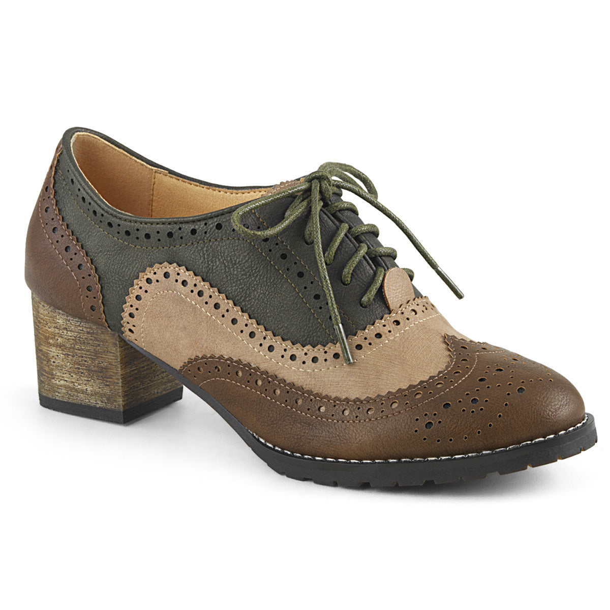 Pin Up Couture Pompes pour femmes RUSSELL-34 cuir brun-multim en cuir