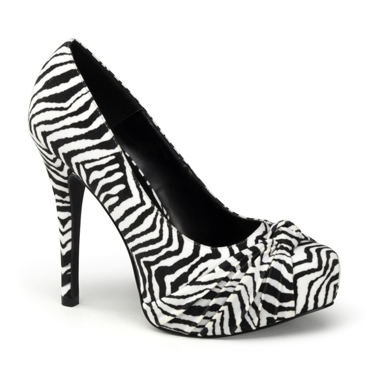 Pin Up Couture Pompes pour femmes SAFARI-06 Blk-wht Zebra Print Velvet