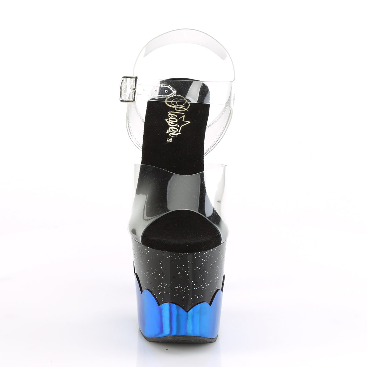 Pleaser Sandales pour femmes SCALLOP-708-2HGM Hologramme CLR / BLK-BLEU