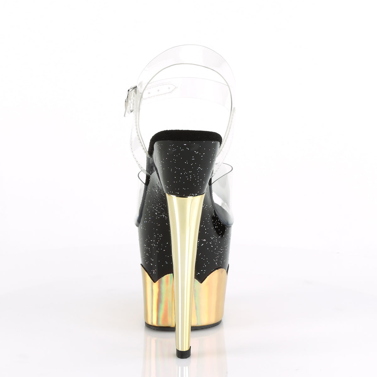 Pleaser Sandales pour femmes SCALLOP-708-2HGM Hologramme CLR / BLK-GOLD
