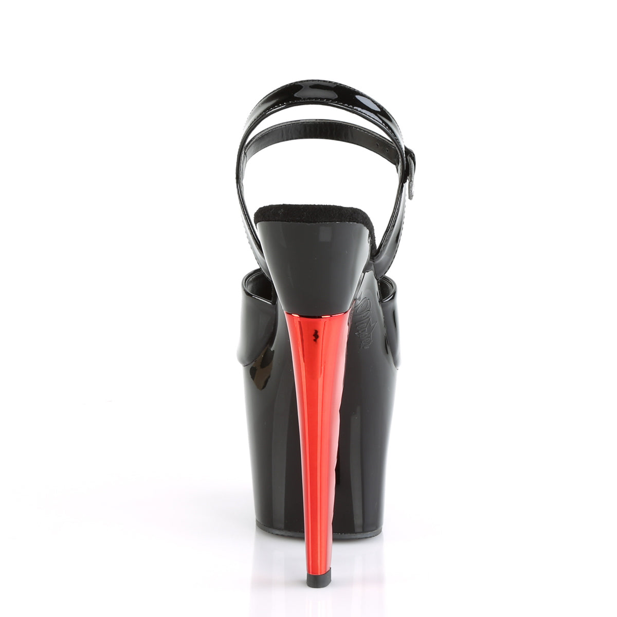 Pleaser Sandales pour femmes SCALLOP-709ch BLK PAT / BLK-RED CHROME