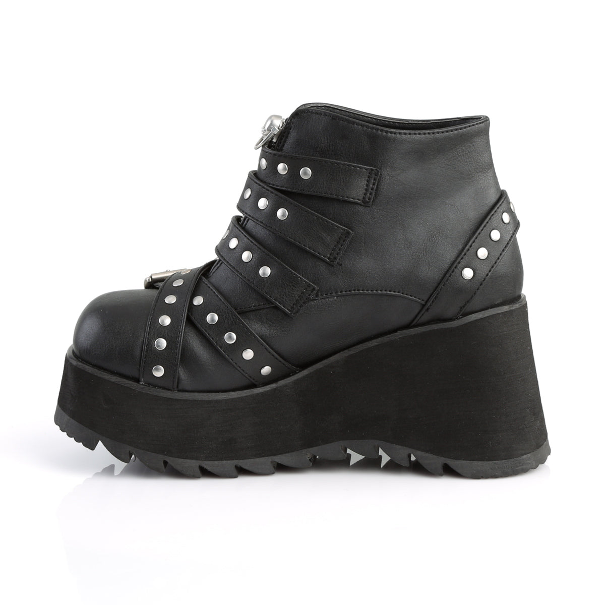 DemoniaCult Bottes de cheville des femmes SCENE-30 Cuir végétalien BLK