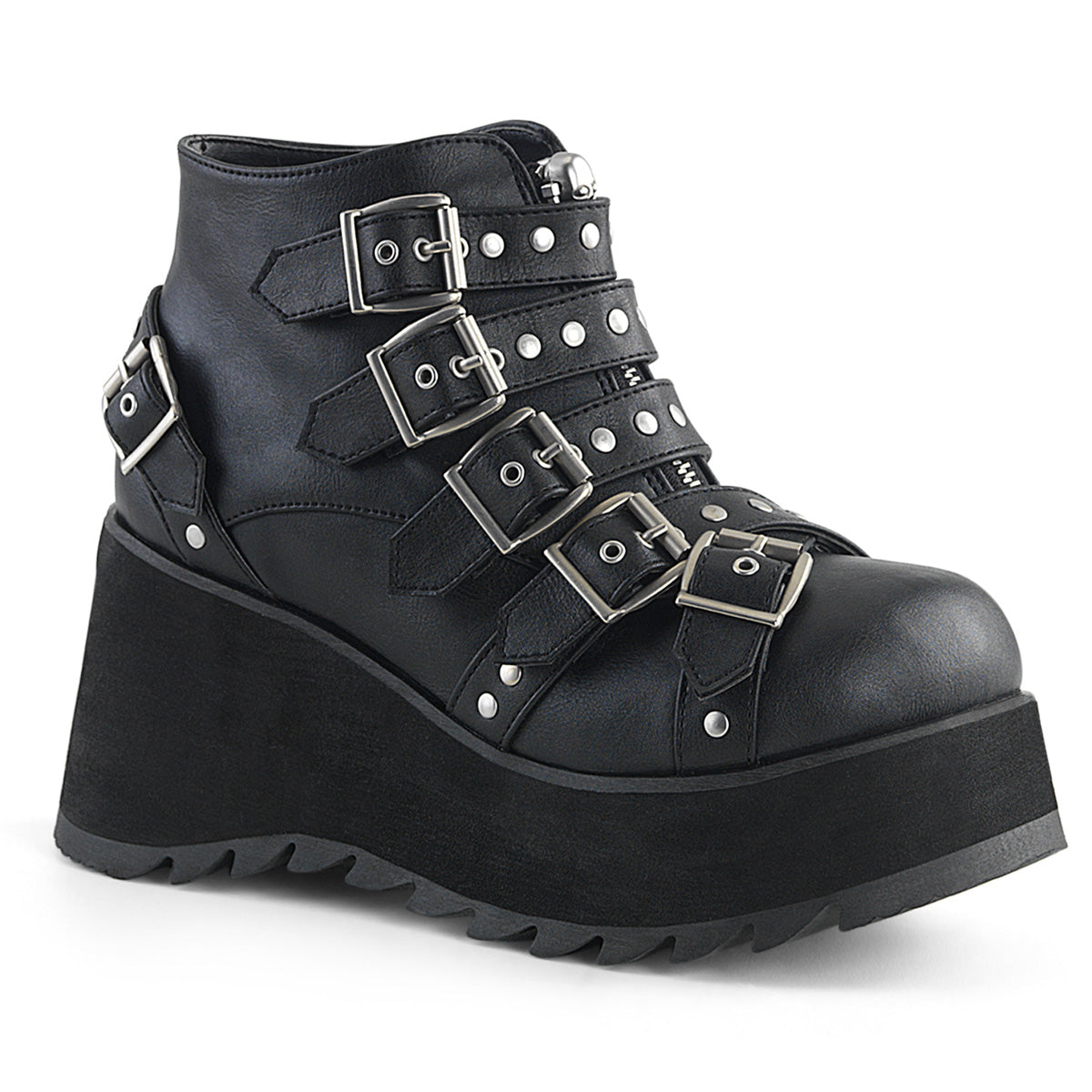 DemoniaCult Bottes de cheville des femmes SCENE-30 Cuir végétalien BLK