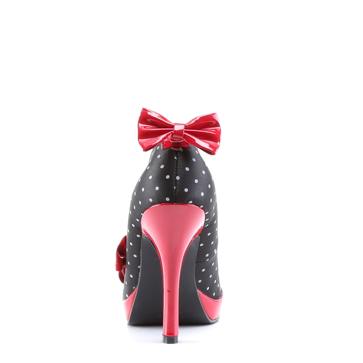 Pin Up Couture Pompes pour femmes SECRET-12 Blk Satin-Rouge Pat (Polka Dots Print)