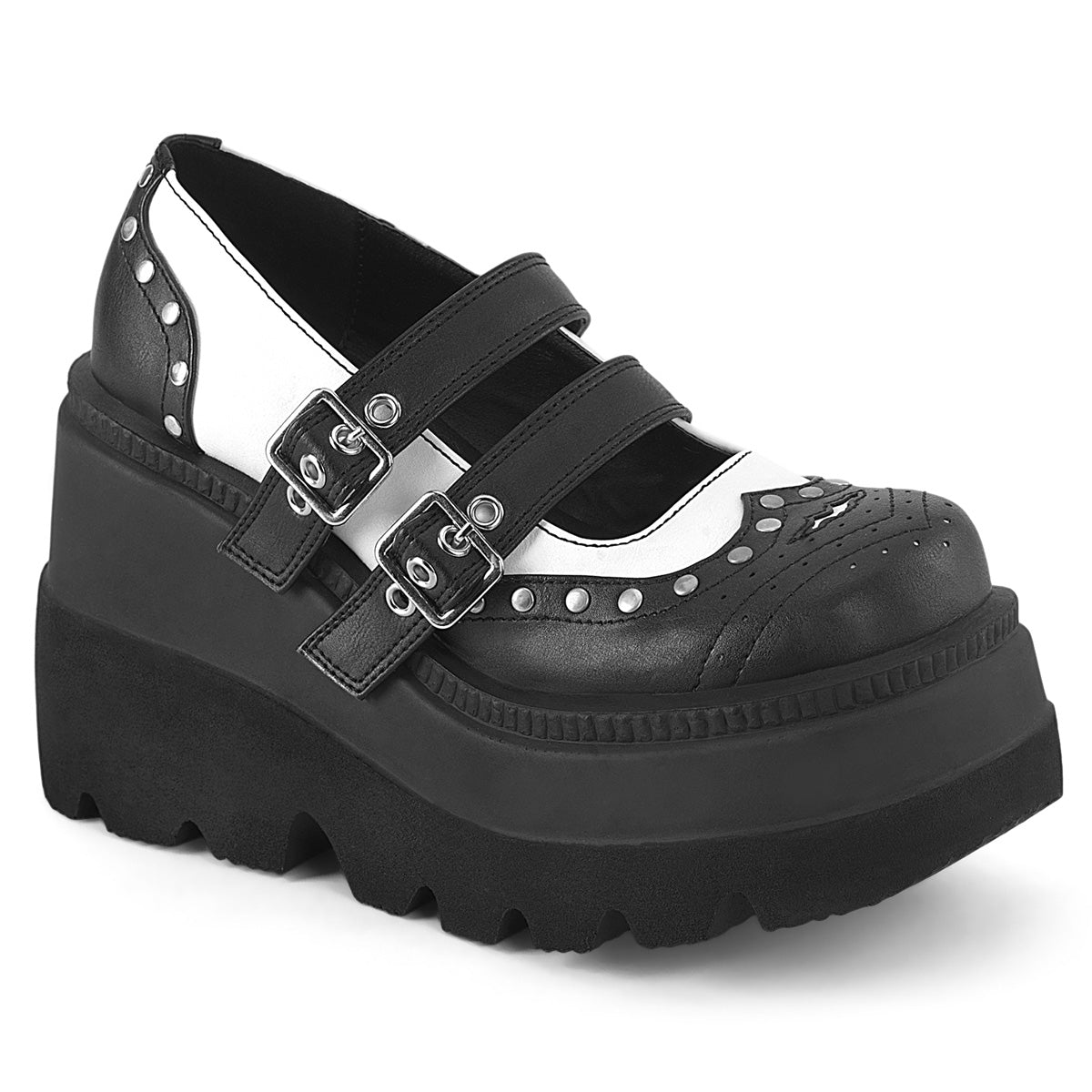 DemoniaCult SHAKER-27 cuir végétalien BLK-wht