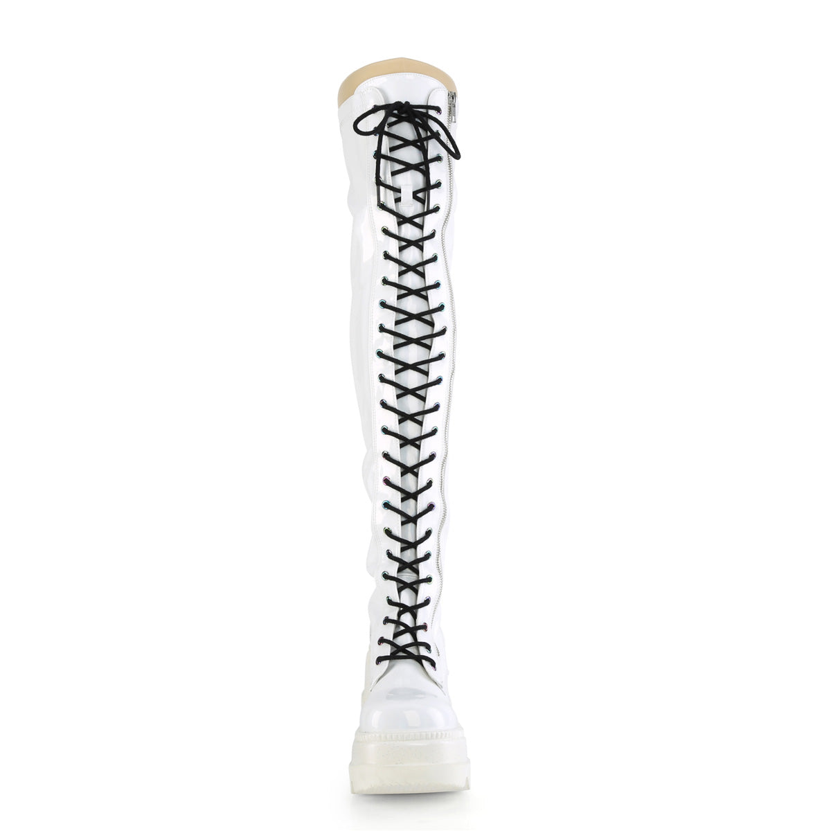 DemoniaCult Bottes de femmes SHAKER-374 WHT HOLOGRAM STRET BREVET