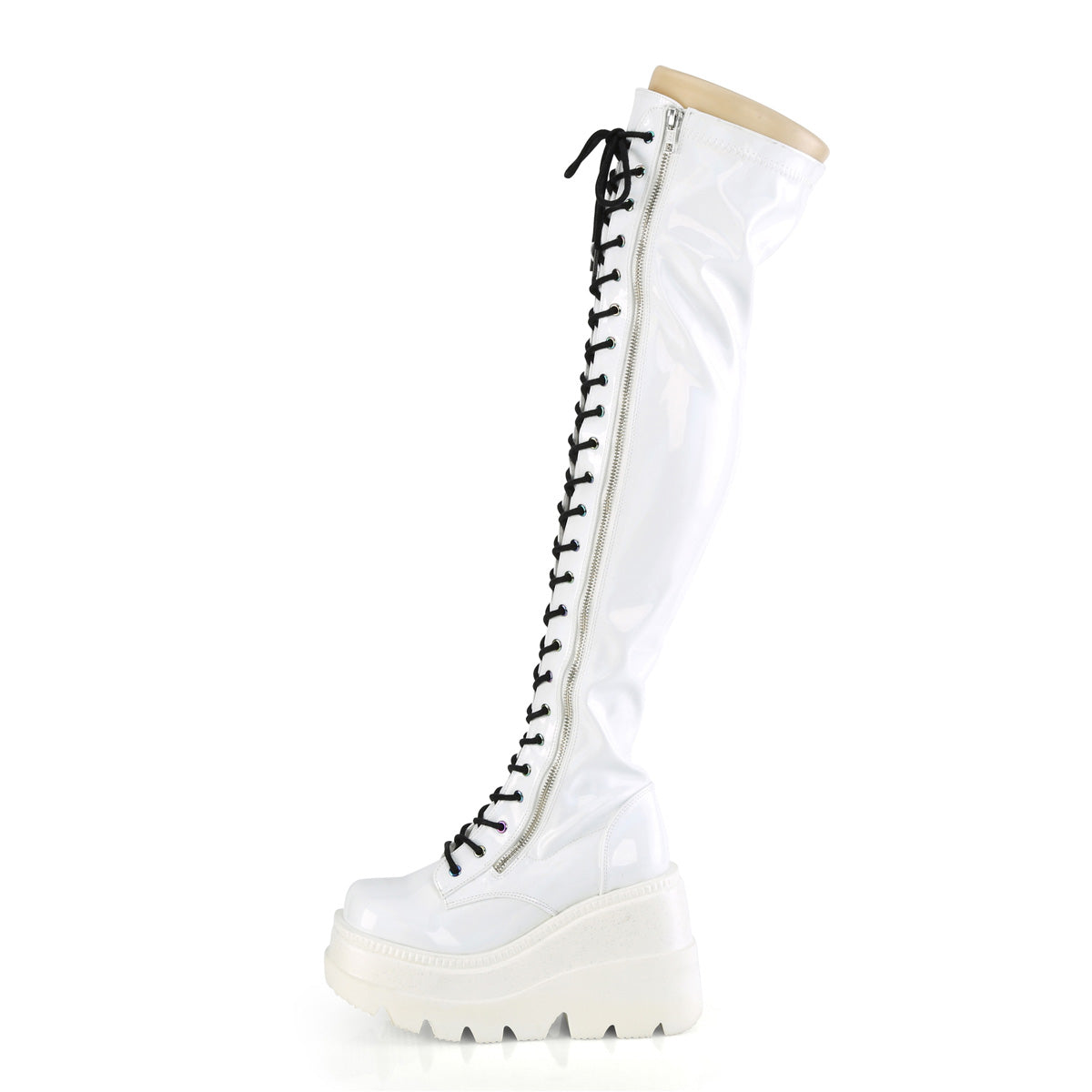 DemoniaCult Bottes de femmes SHAKER-374 WHT HOLOGRAM STRET BREVET