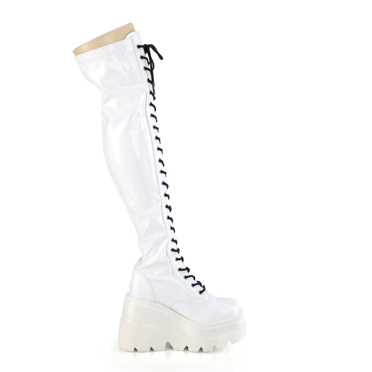 DemoniaCult Bottes de femmes SHAKER-374 WHT HOLOGRAM STRET BREVET