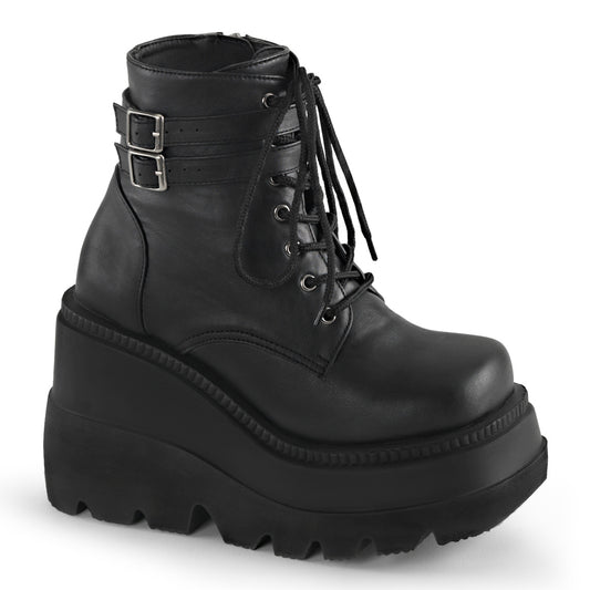 DemoniaCult Bottes de cheville des femmes SHAKER-52 Cuir végétalien BLK
