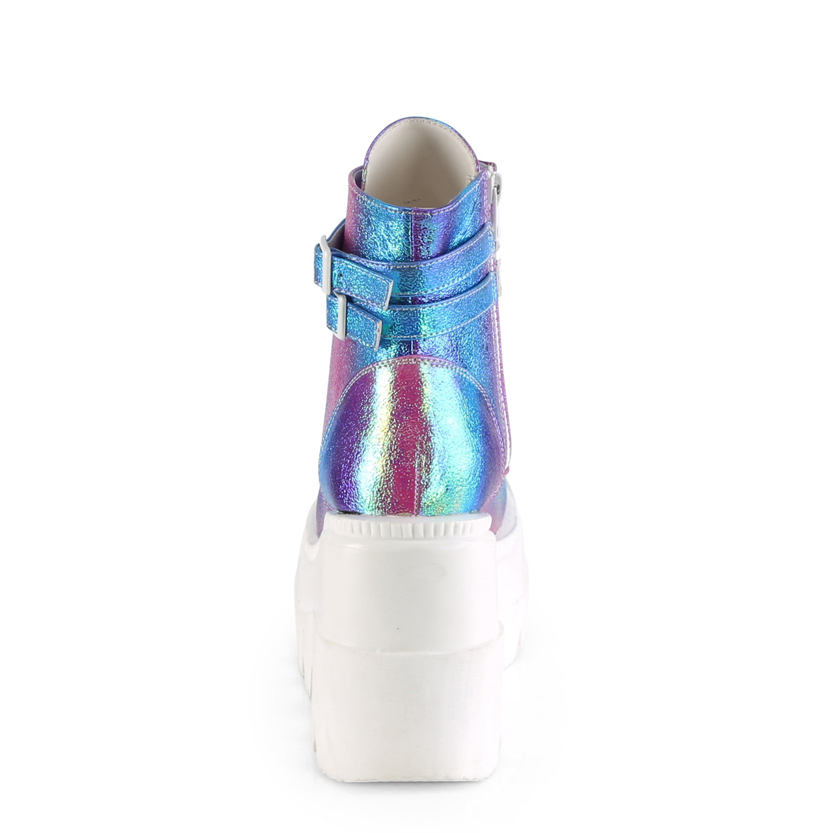 DemoniaCult Bottes de cheville des femmes SHAKER-52 cuir végétalien multi-irisé violet