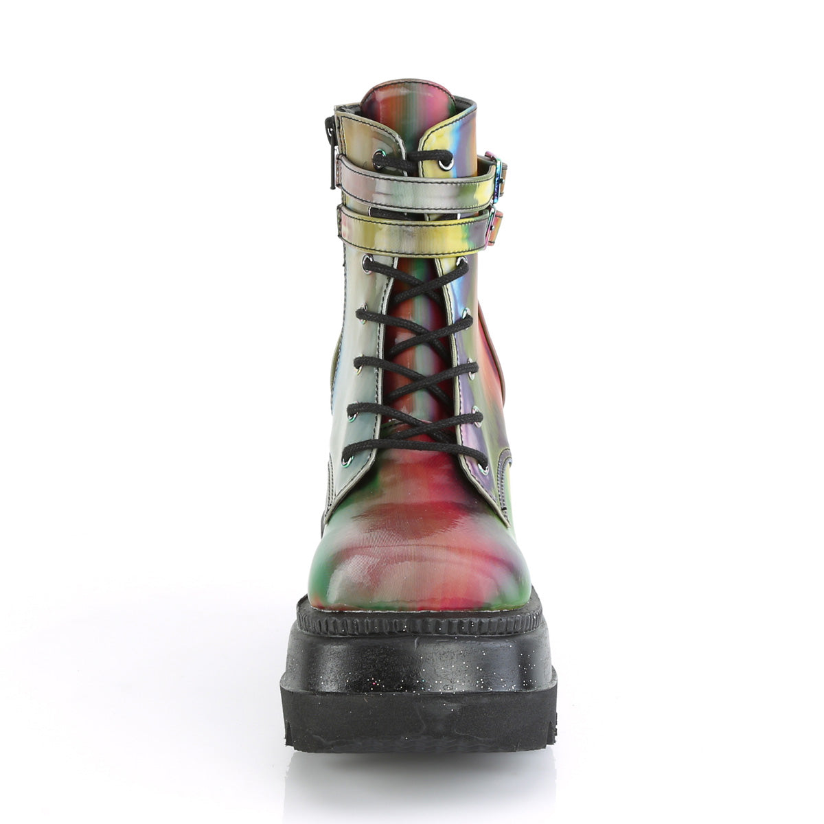 DemoniaCult Bottes de cheville des femmes SHAKER-52 Rainbow Réfléchissant