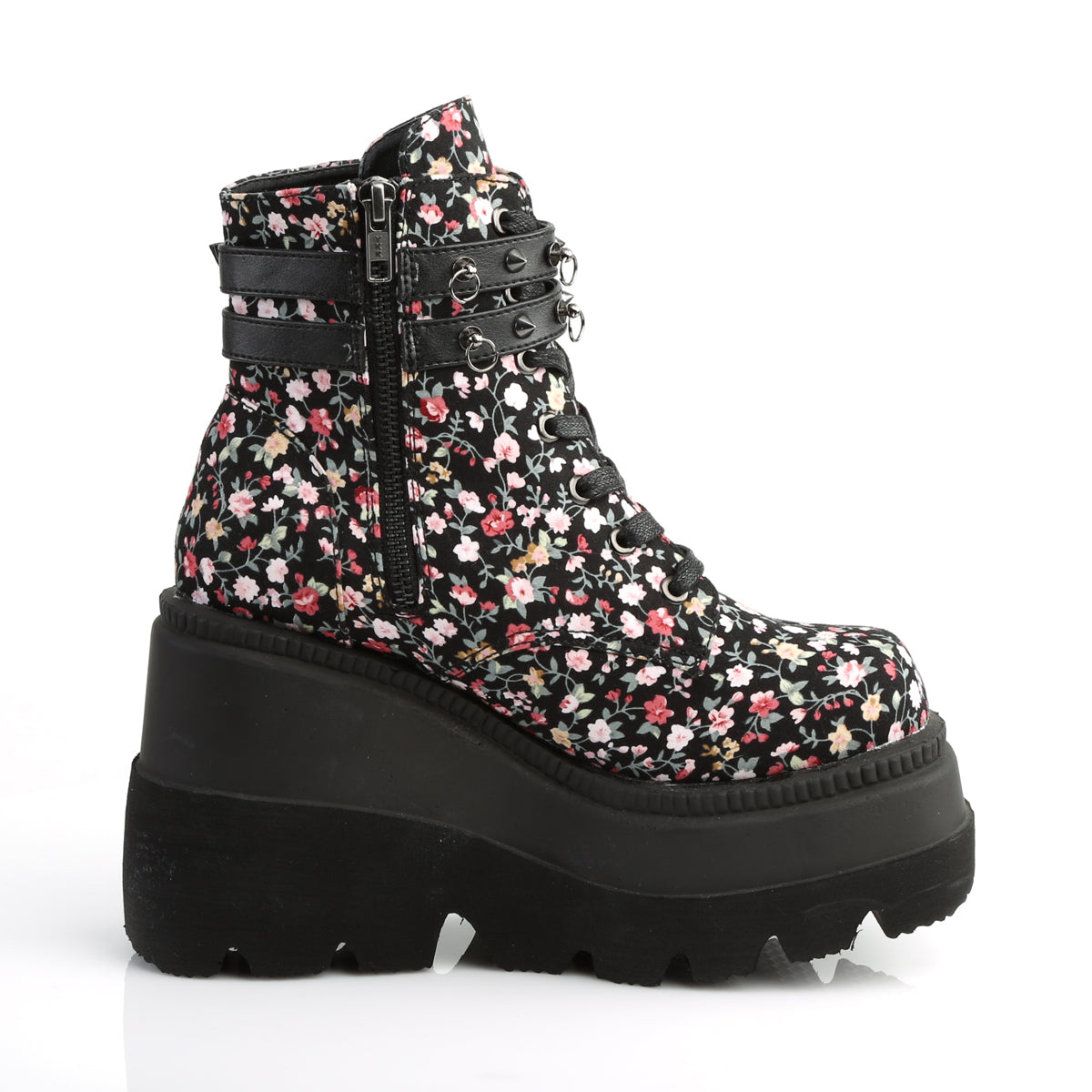 DemoniaCult Bottes de cheville des femmes SHAKER-52e tissu floral