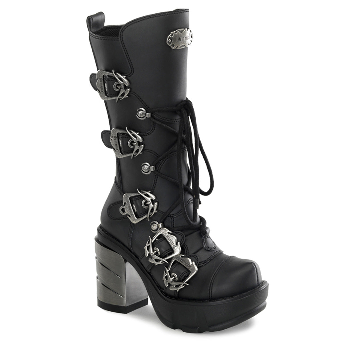 DemoniaCult Bottes de femmes SINISTER-203 Cuir végétalien BLK