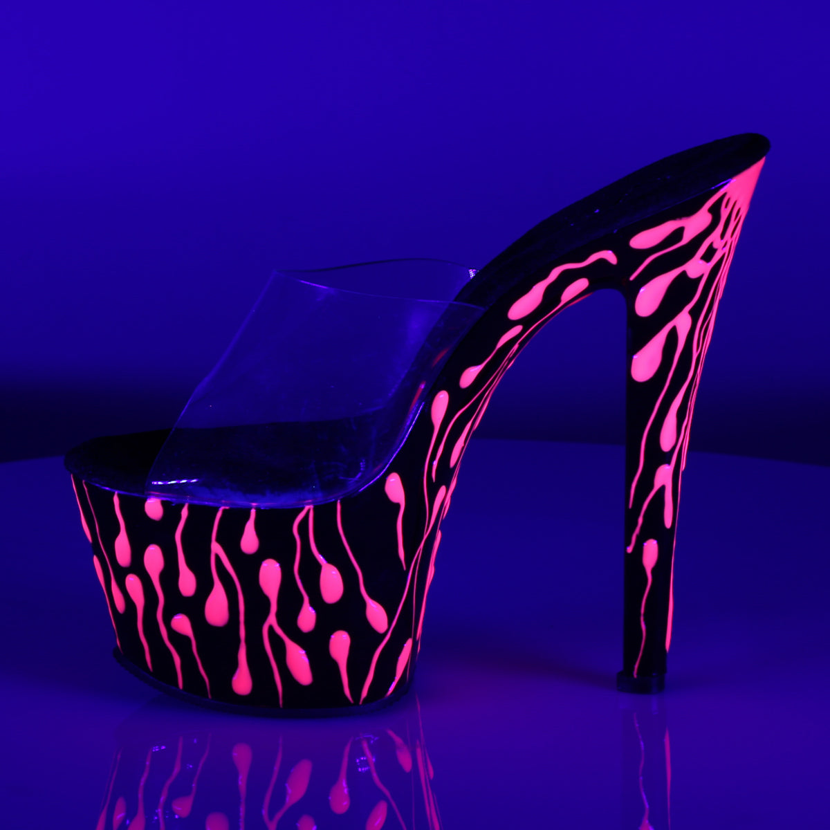 Pleaser Sandales pour femmes SKY-301-5 CLR / Blk-néon H. rose