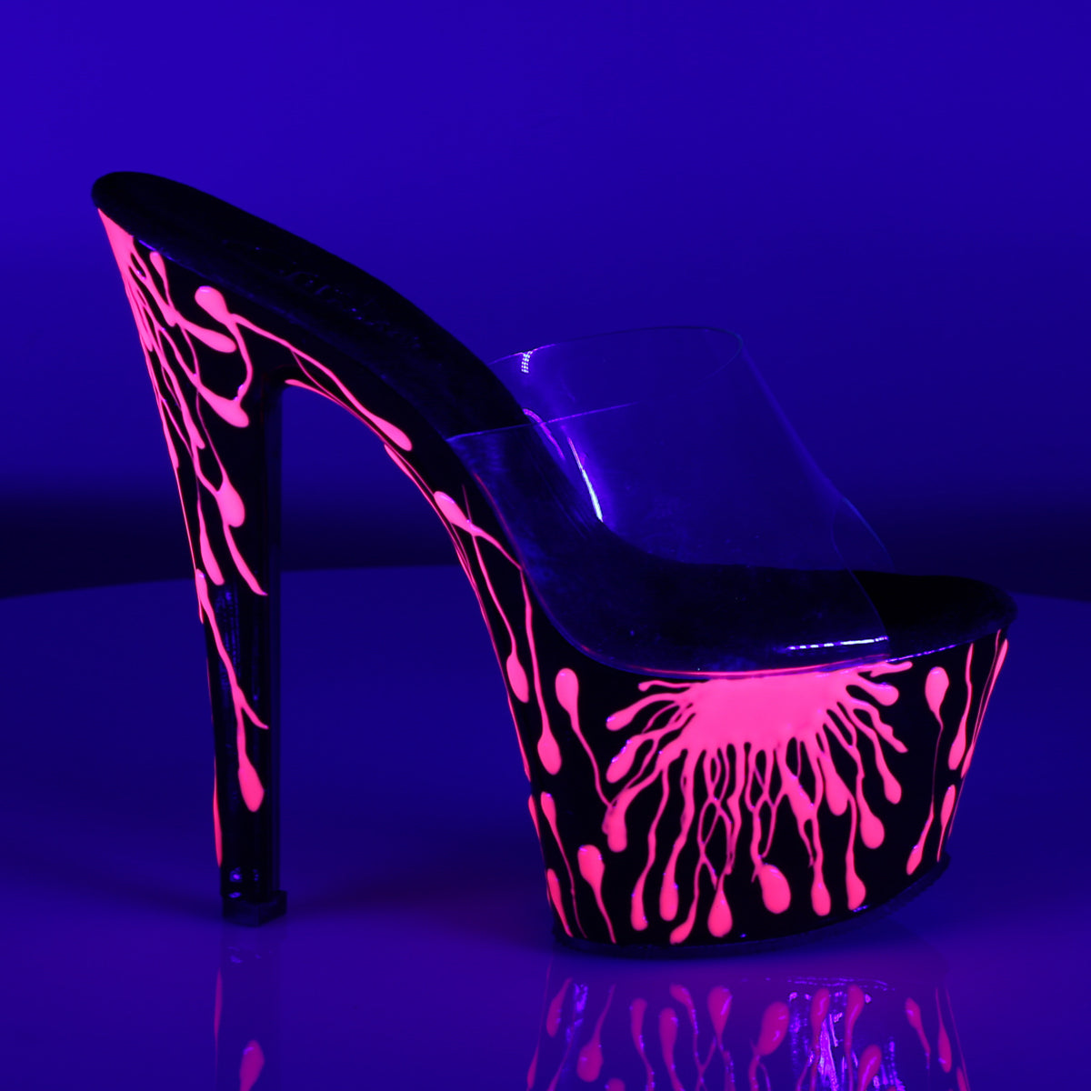 Pleaser Sandales pour femmes SKY-301-5 CLR / Blk-néon H. rose