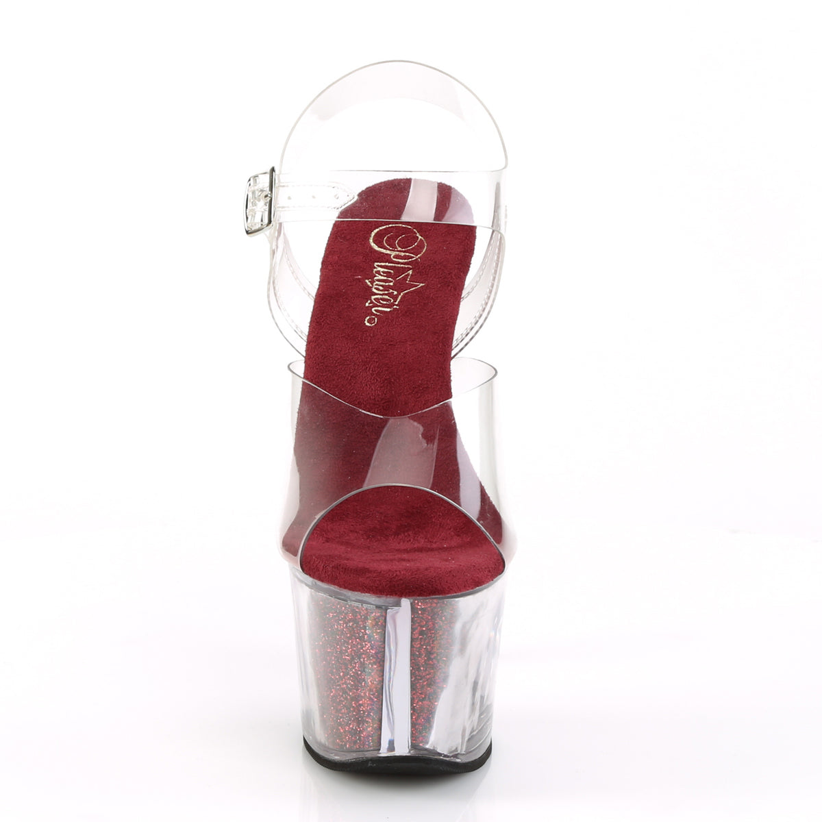 Pleaser Sandales pour femmes SKY-308g-T ClR / Berry Glitter Inserts