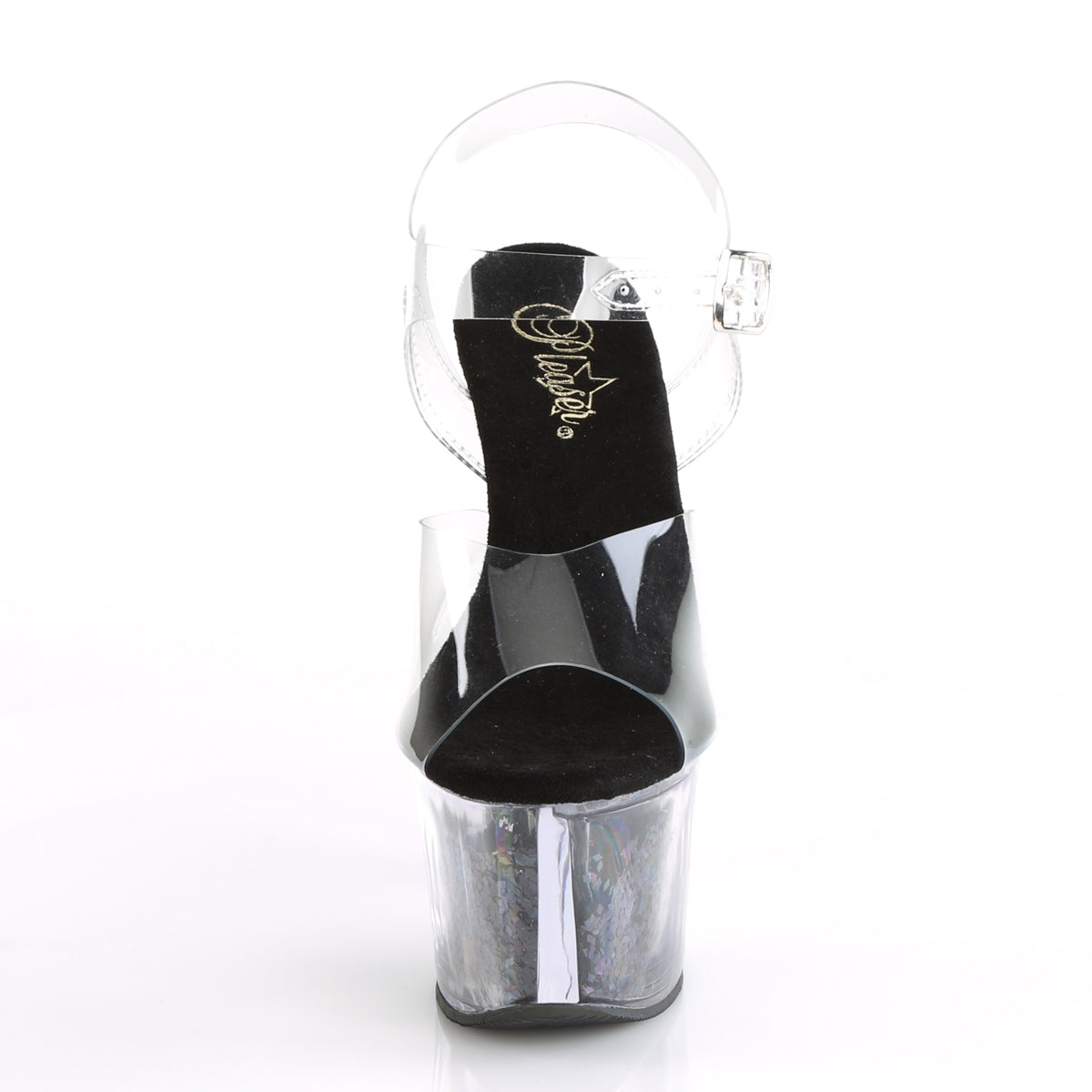 Pleaser Sandales pour femmes SKY-308GF CLR / BLK MULTI GLITTER