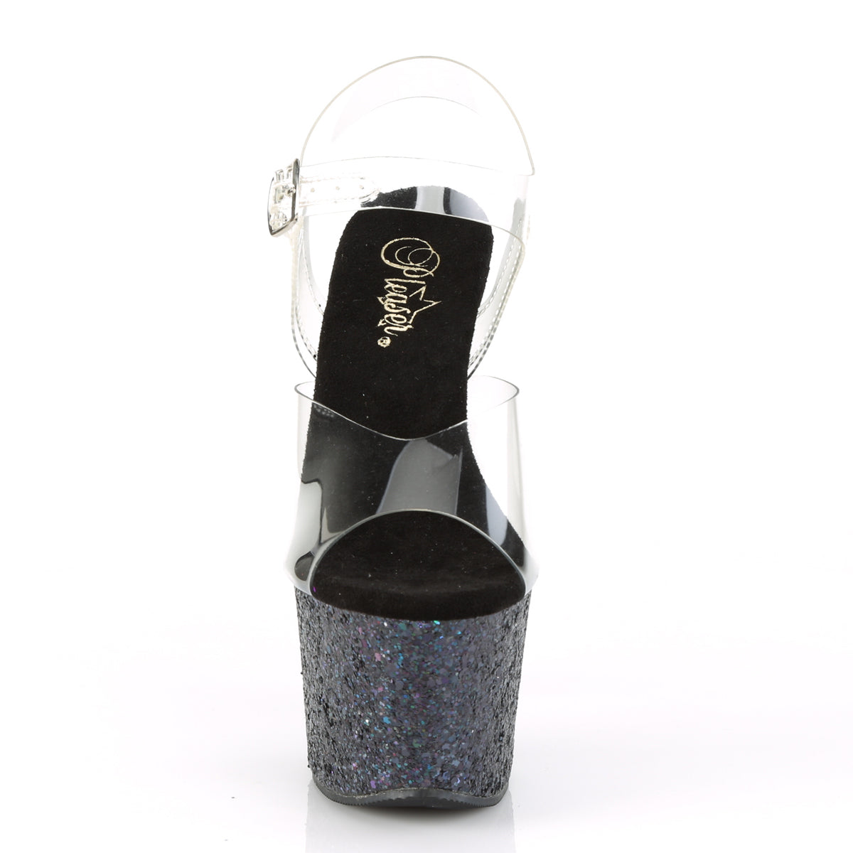 Pleaser Sandales pour femmes SKY-308LG CLR / BLK Multi Glitter
