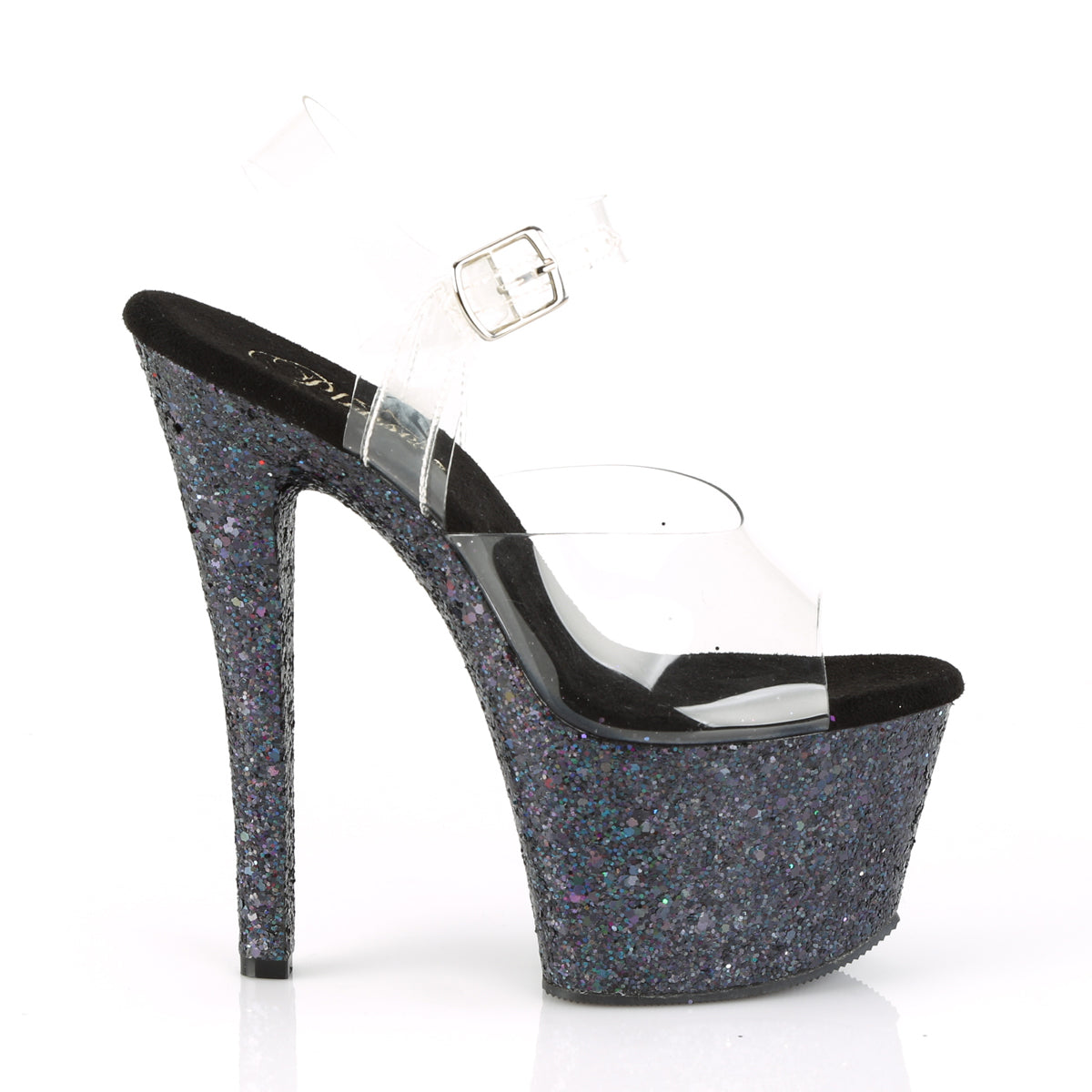 Pleaser Sandales pour femmes SKY-308LG CLR / BLK Multi Glitter