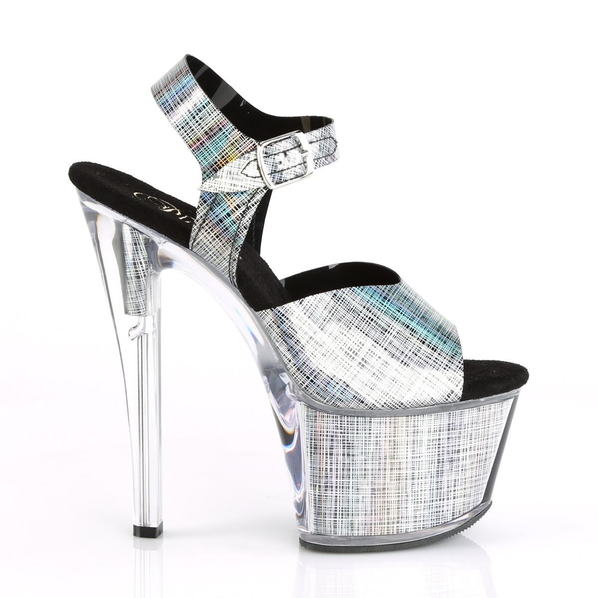 Pleaser Sandales pour femmes SKY-308N-CRHM BLK Hologramme TPU / BLK Hologramme