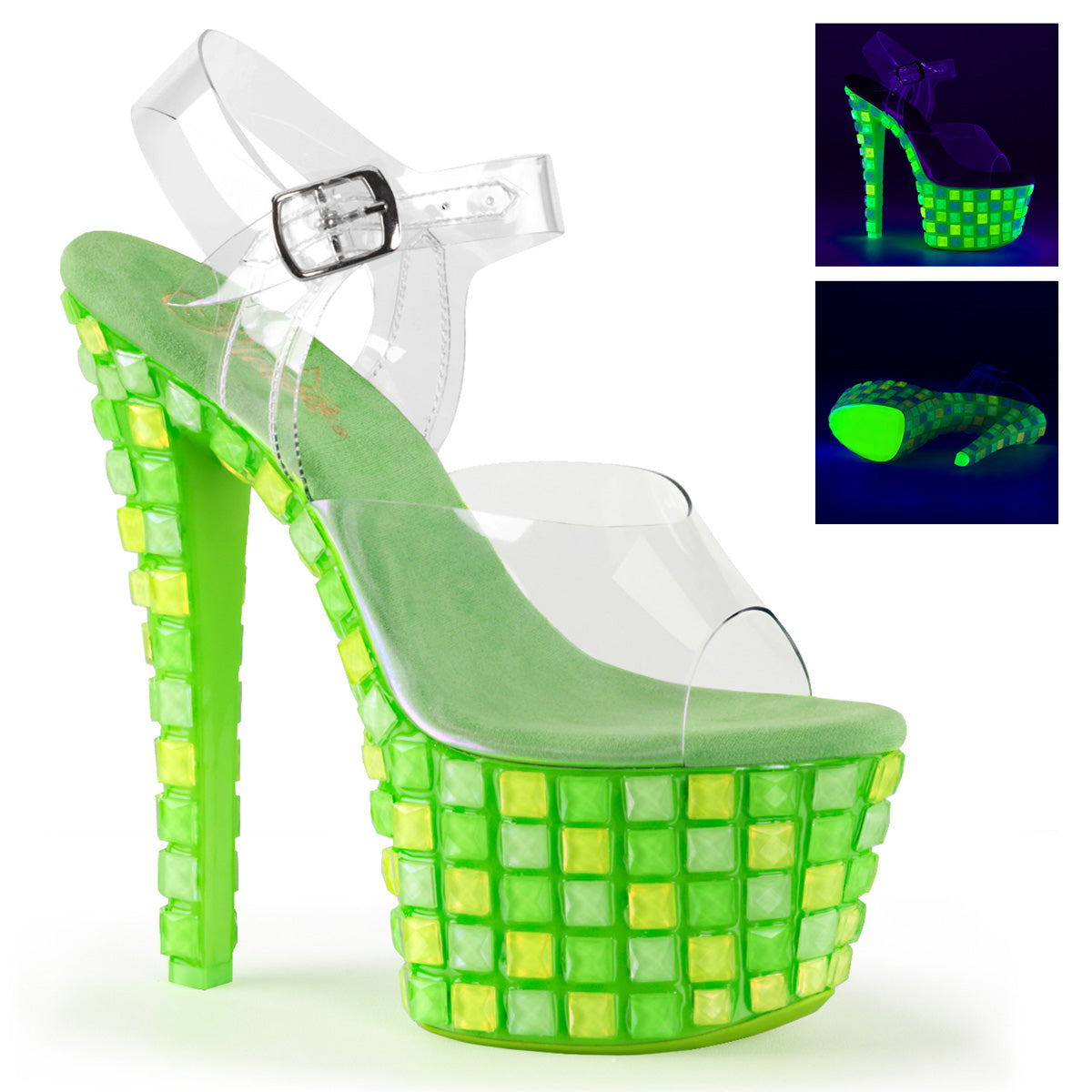 Pleaser Sandales pour femmes SKY-308UVTL CLR / Vert néon