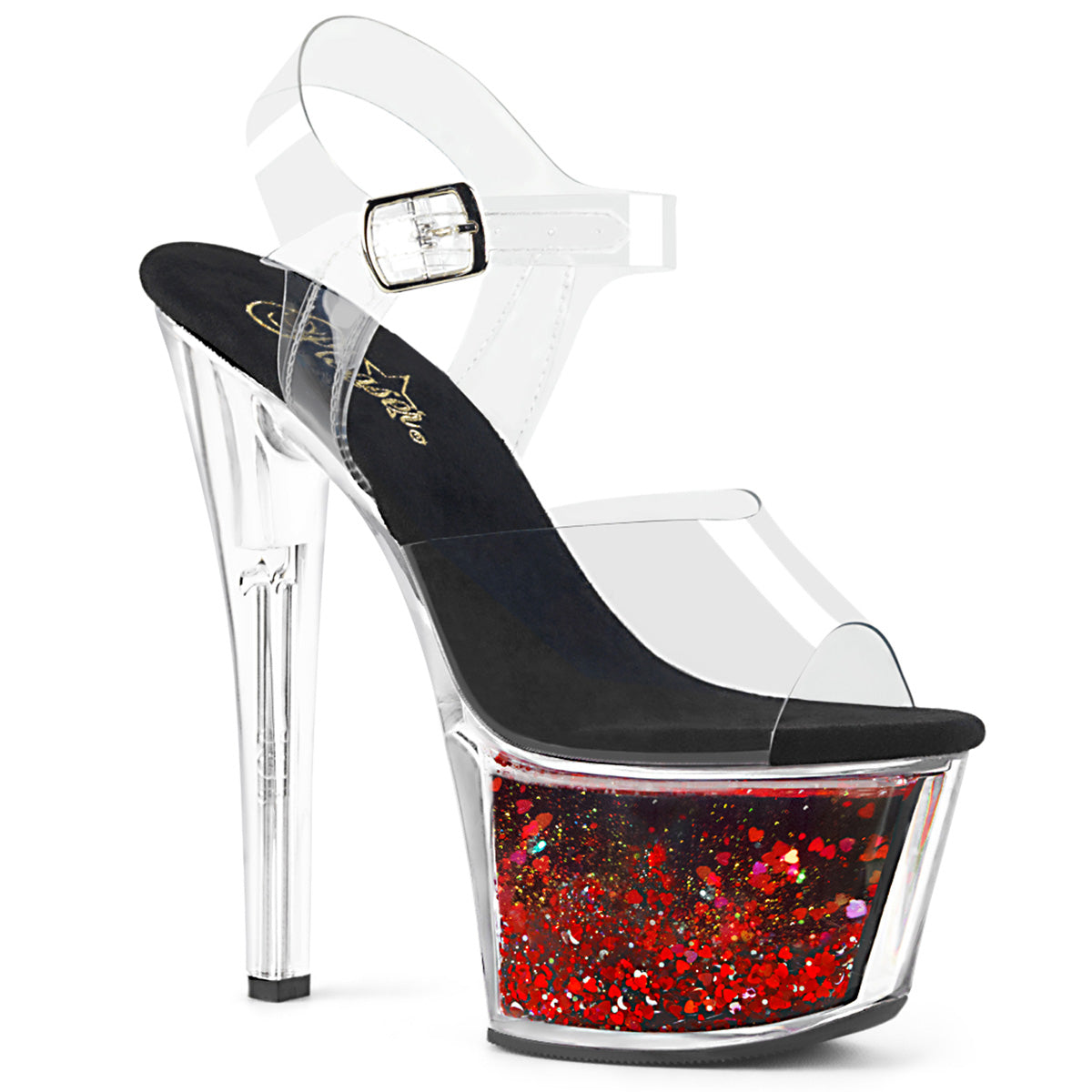 Pleaser Sandales pour femmes SKY-308Whg Glitter CLR / BLK-ROUGE