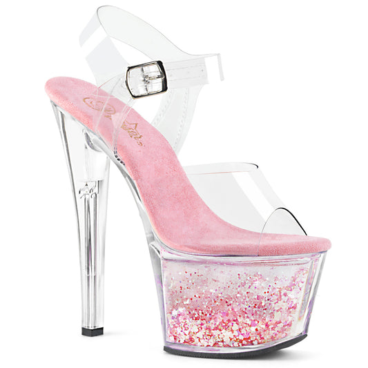 Pleaser Sandales pour femmes SKY-308Whg CLR / CLR-BABY PINK paillettes