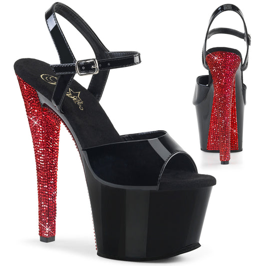 Pleaser Sandales pour femmes SKY-309CRS BLK / BLK-RED RSTN