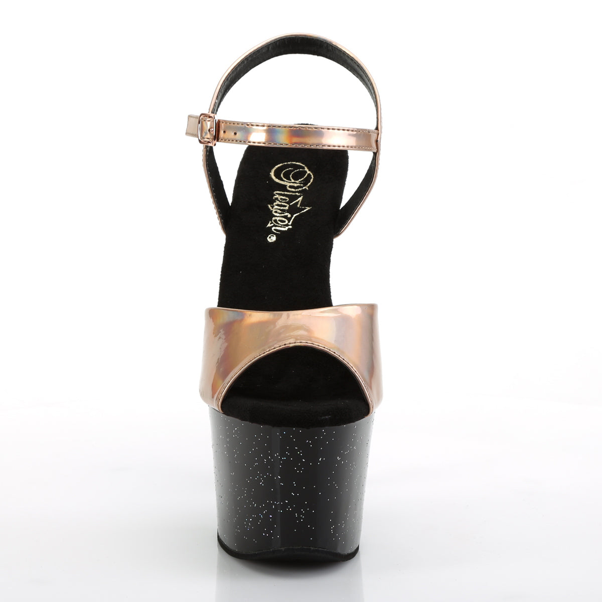 Pleaser Sandales pour femmes SKY-309hg hologramme d'or rose / blk