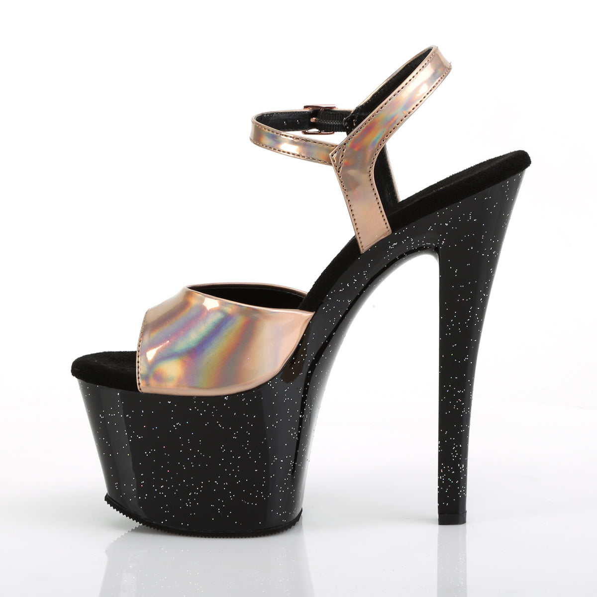 Pleaser Sandales pour femmes SKY-309hg hologramme d'or rose / blk