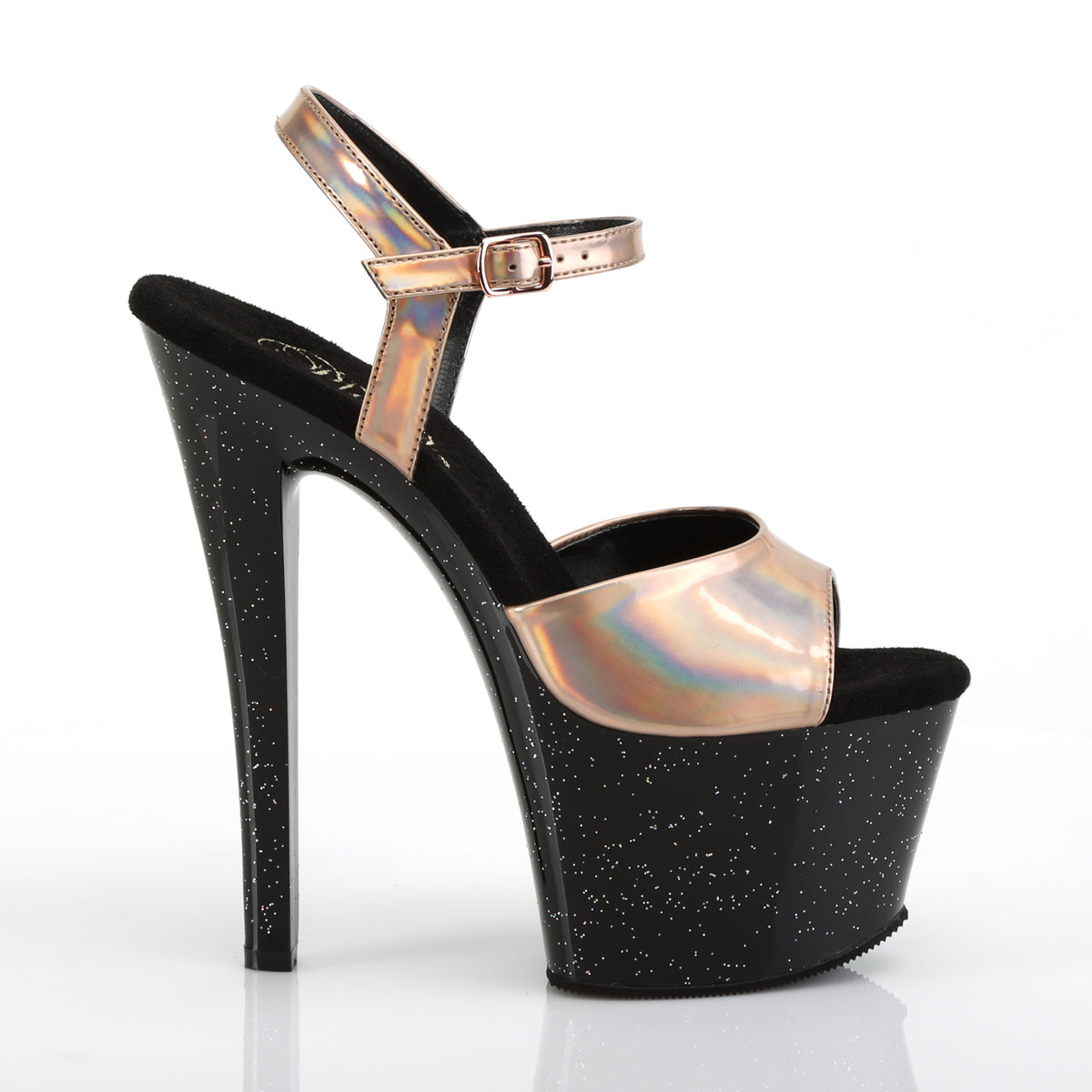 Pleaser Sandales pour femmes SKY-309hg hologramme d'or rose / blk