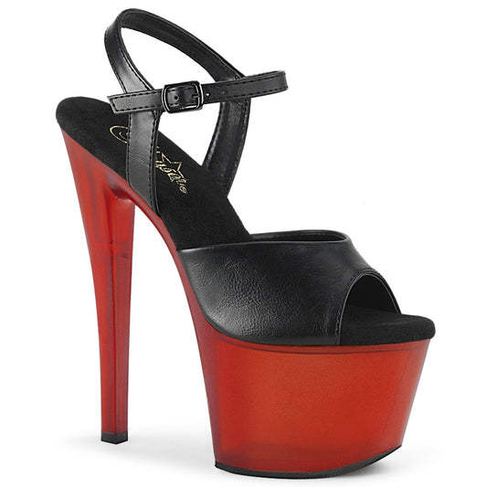 Pleaser Sandales pour femmes SKY-309T Blk Faux Cuir / Rouge givré