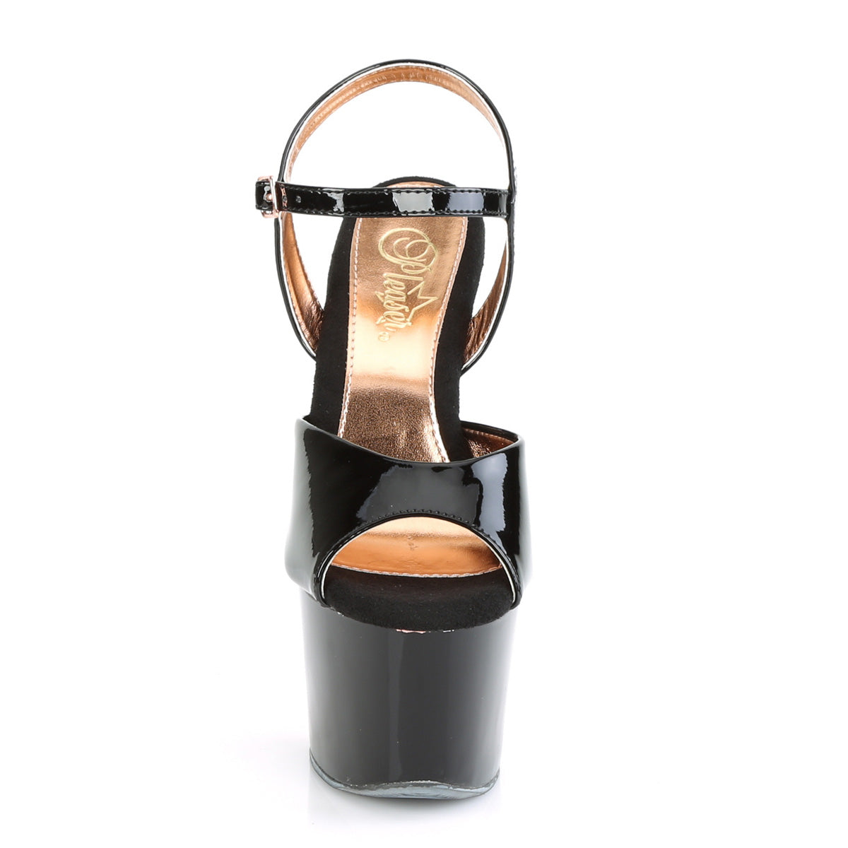 Pleaser Sandales pour femmes SKY-309TT BLK PAT / BLK-ROSE GOLD CHROME